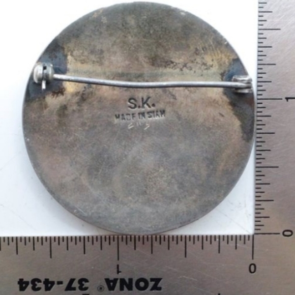 Vintage Sterling Nielloware Siam Brooch - Picture 5 of 5